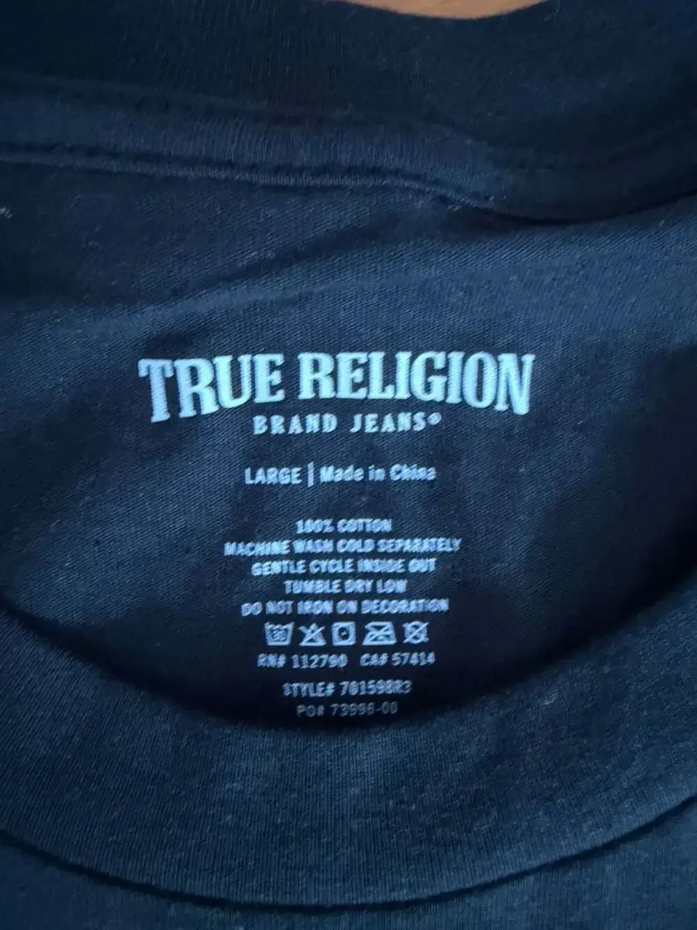 True Religion World Tour Track Tee Jet Black Size Large